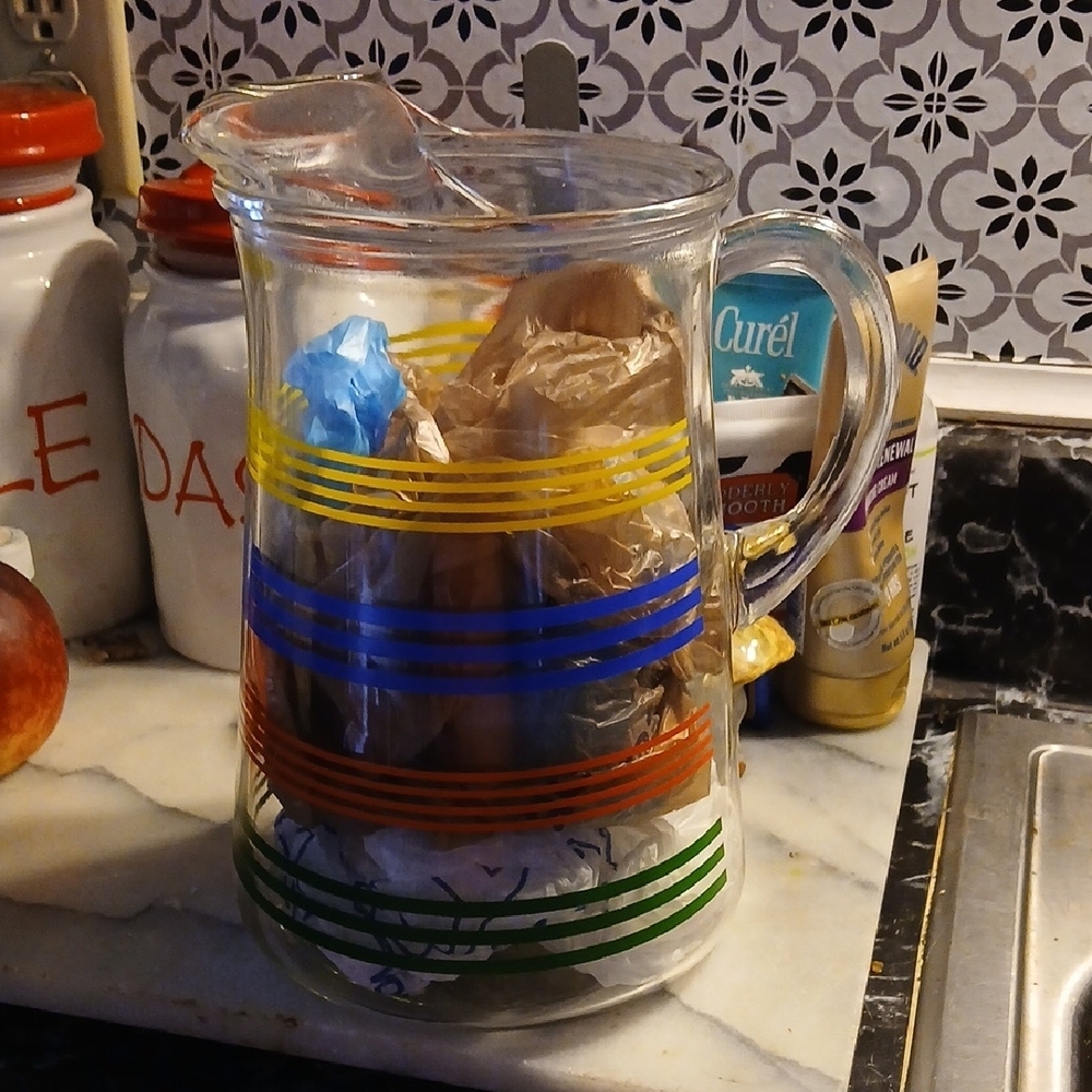 Colorful Striped Glass Pitcher - Picture 2 of 6